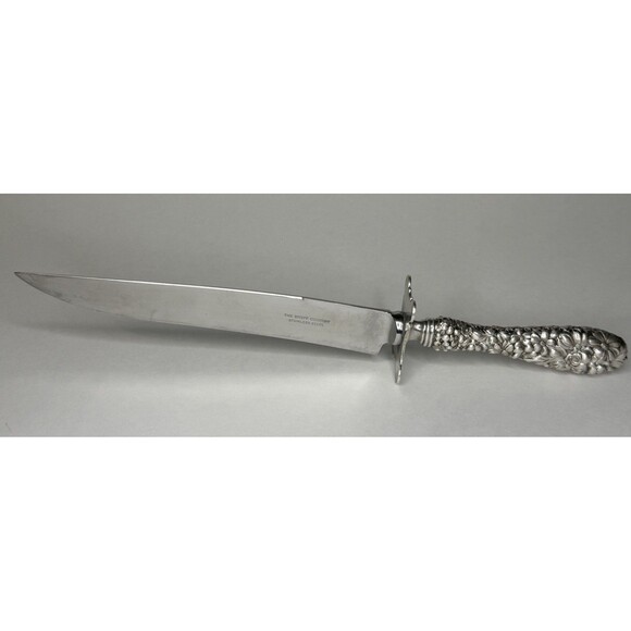 STIEFF Sterling Silver Repoussé Pattern Carving Handle Knife 11.5” Ornate Floral
